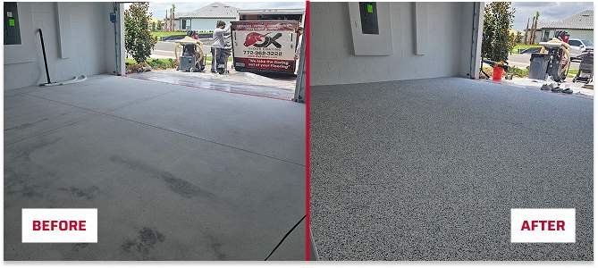 Before and After Polyaspartic Floor Coating